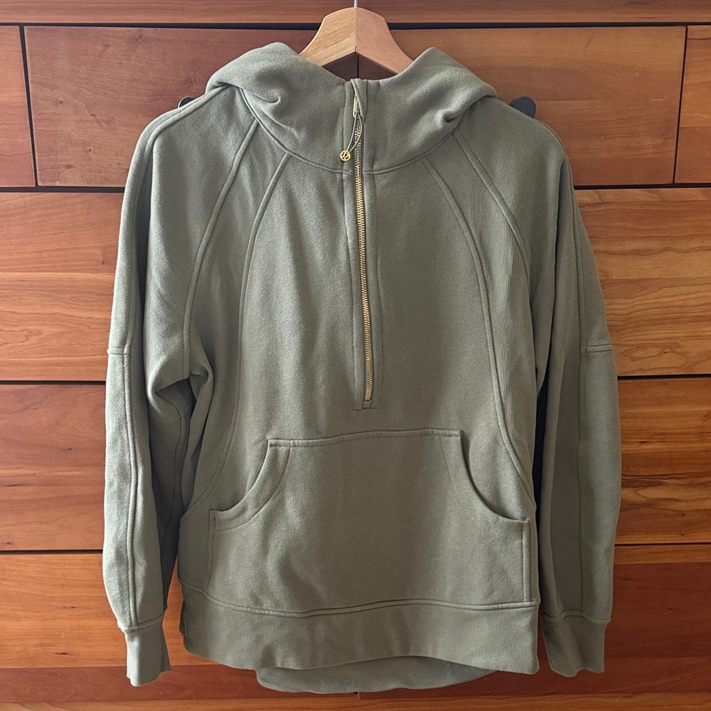 lululemon Women's Scuba Oversized Half-Zip Hoodie Long Length Gold Zipper Detail